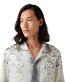 Gradient Heart Monogram Short Sleeve Silk Shirt