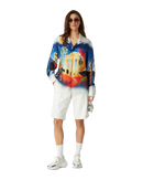 Midnight Acropolis Long Sleeve Silk Shirt