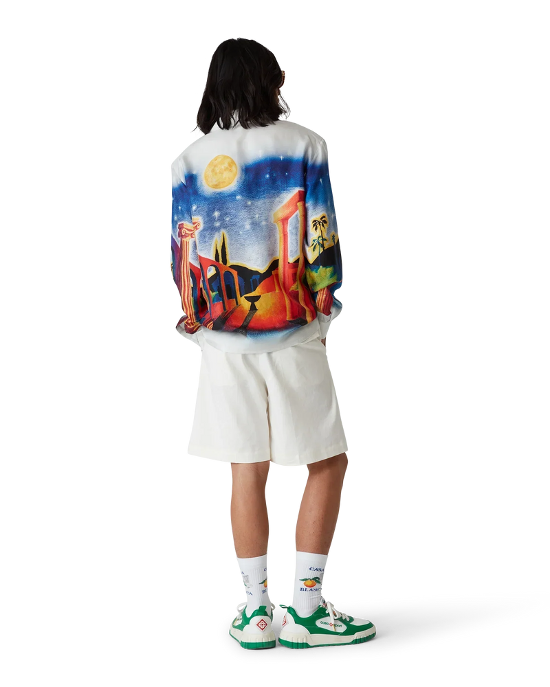 Midnight Acropolis Long Sleeve Silk Shirt