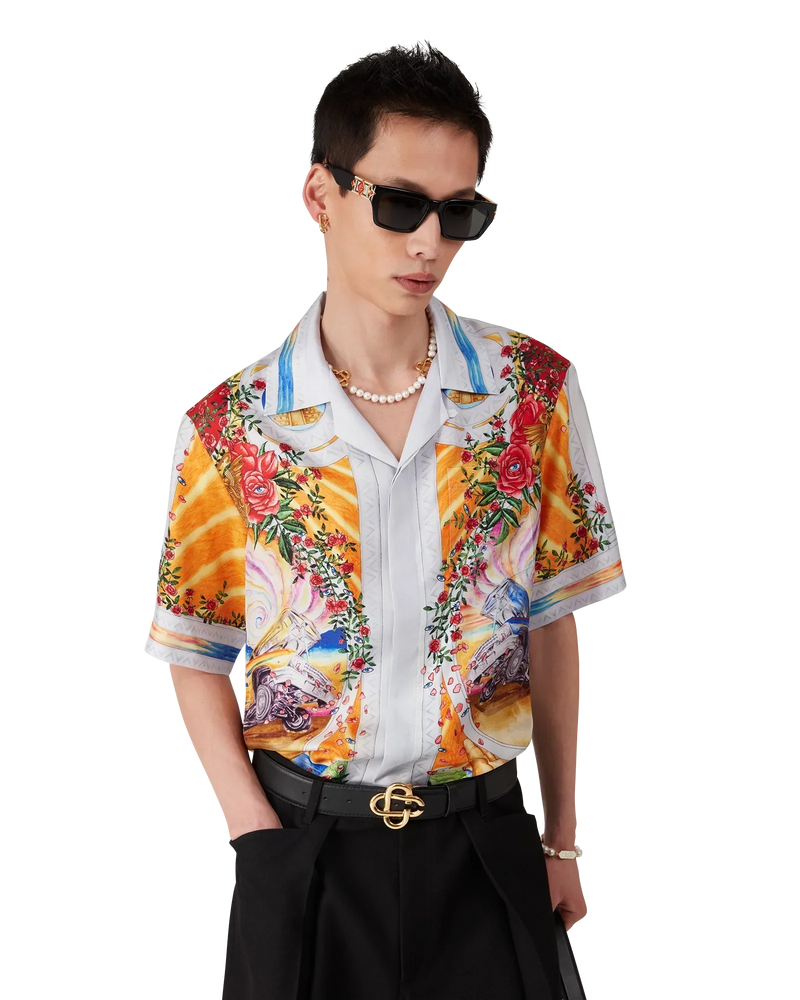 La Tornade De Rose Short Sleeve Silk Shirt