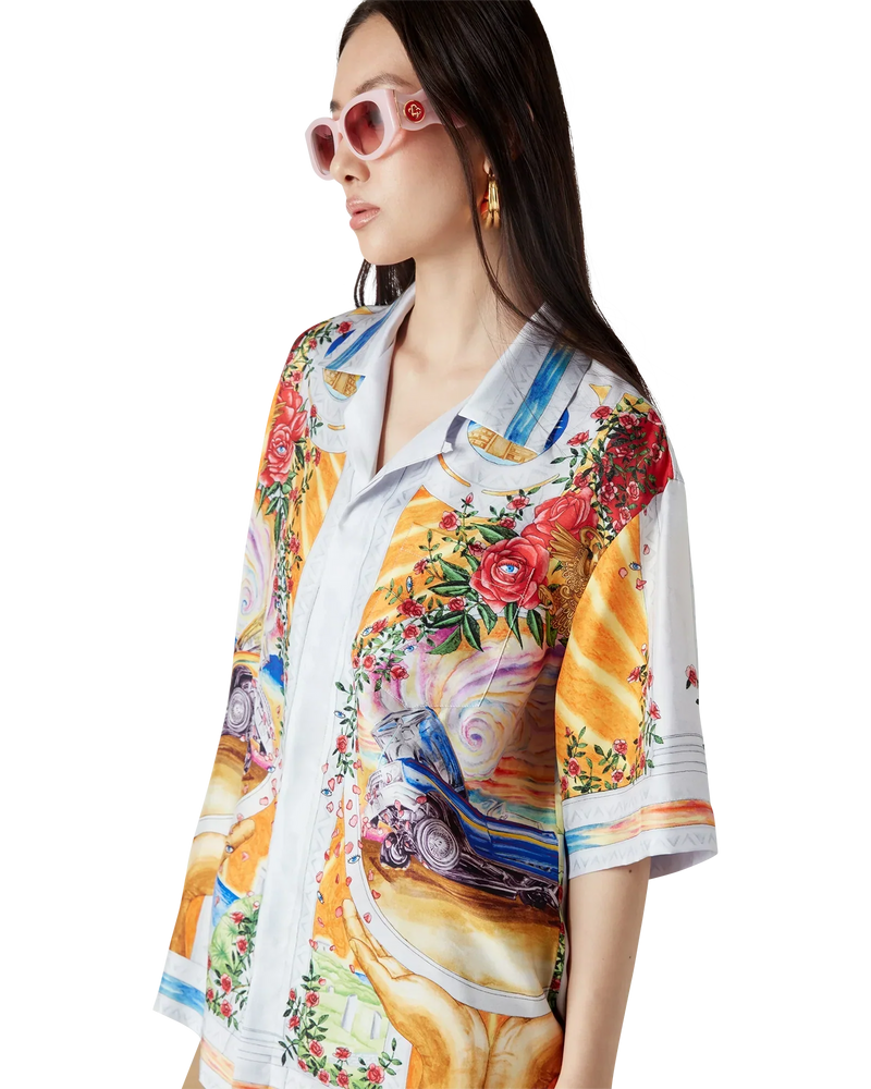La Tornade De Rose Short Sleeve Silk Shirt