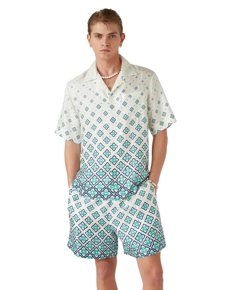 Gradient Monogram Short Sleeve Silk Shirt