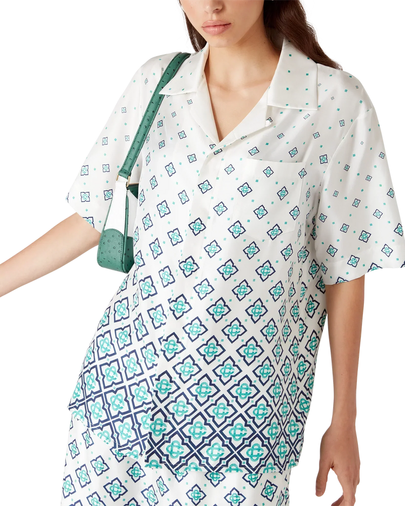 Gradient Monogram Short Sleeve Silk Shirt