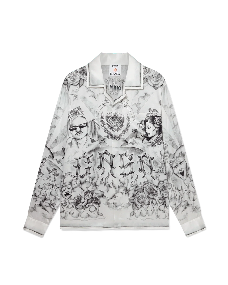Tattoo Long Sleeve Silk Shirt