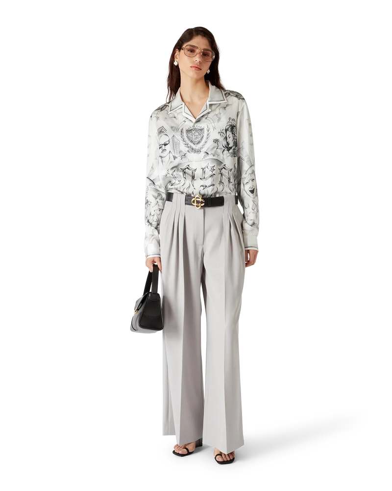 Tattoo Long Sleeve Silk Shirt