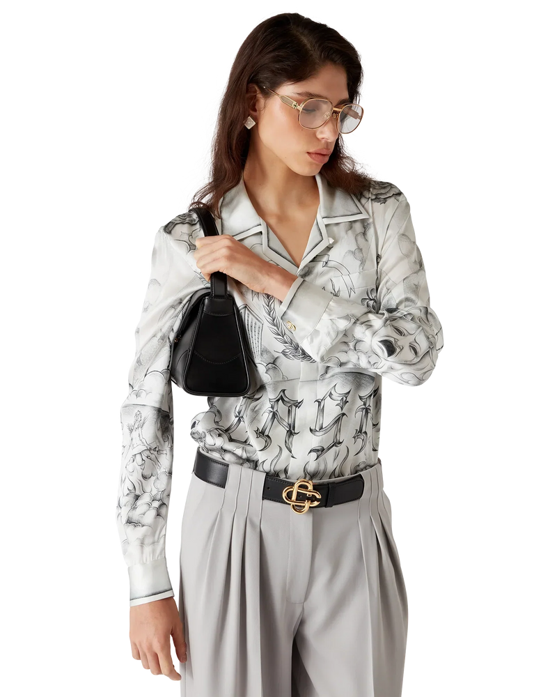 Tattoo Long Sleeve Silk Shirt