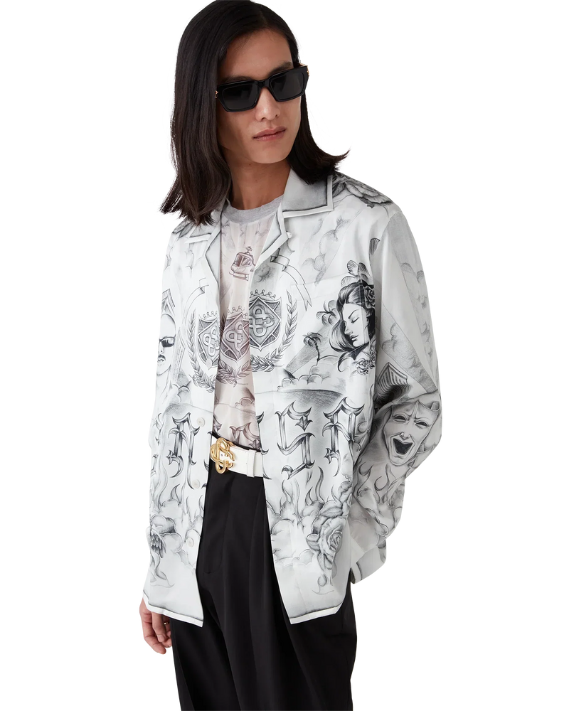 Tattoo Long Sleeve Silk Shirt