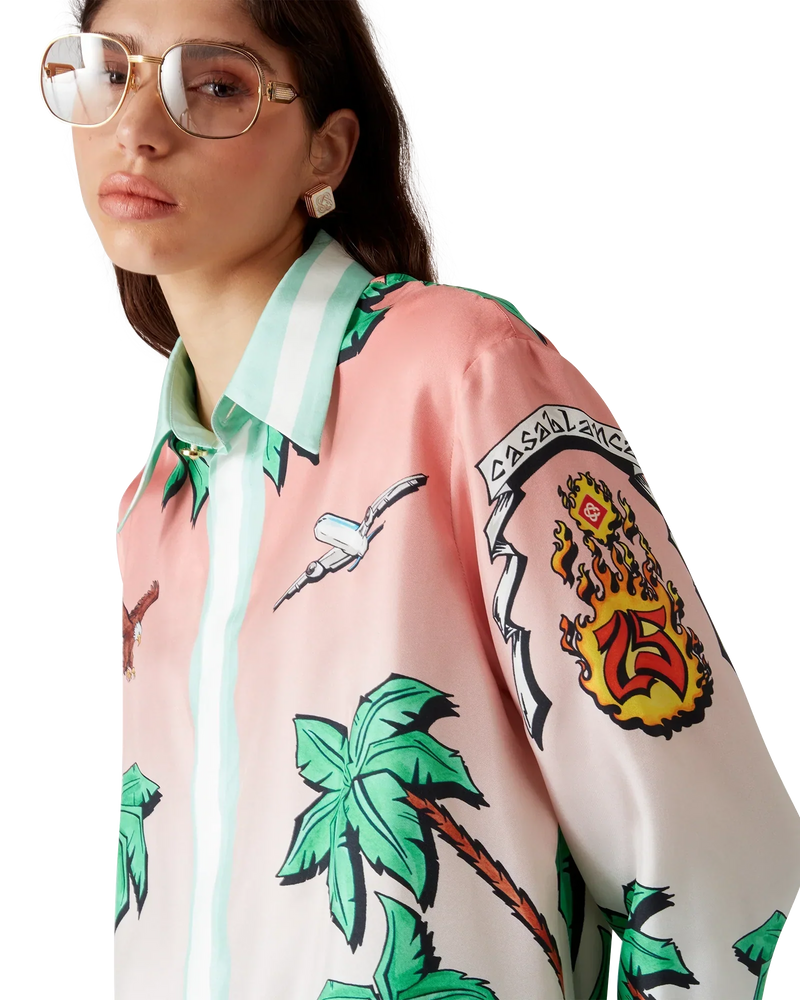 Tennis Club Long Sleeve Silk Shirt