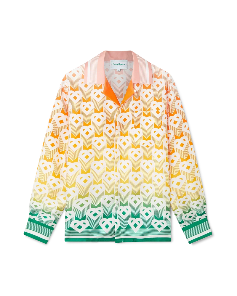 Gradient Heart Monogram Silk Shirt