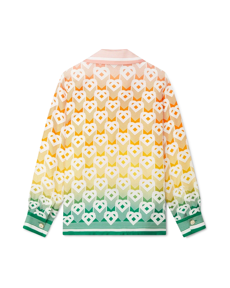 Gradient Heart Monogram Silk Shirt
