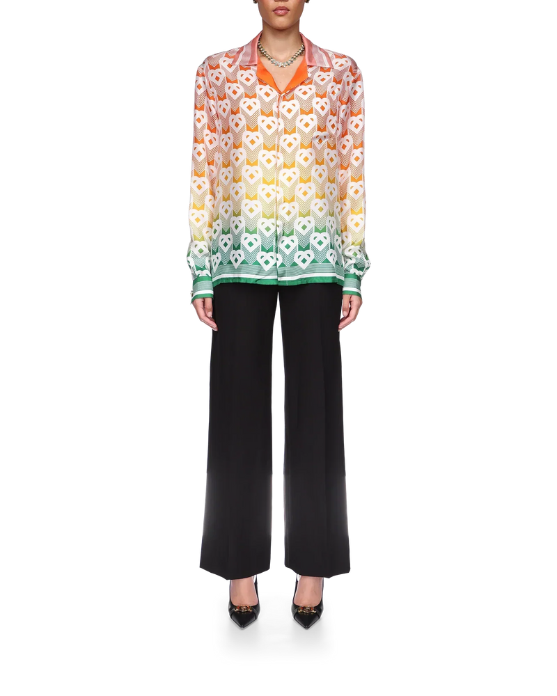 Gradient Heart Monogram Silk Shirt