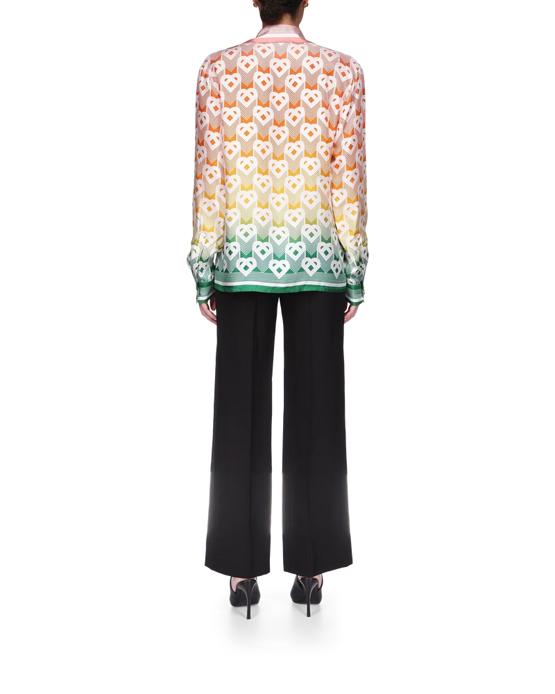Gradient Heart Monogram Silk Shirt