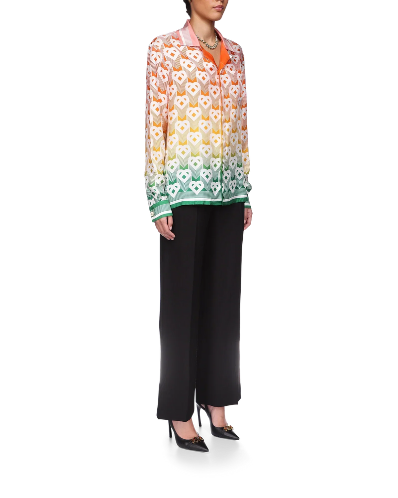 Gradient Heart Monogram Silk Shirt
