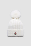 Moncler - Bonnet en laine avec pompon Blanc