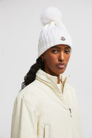 Moncler - Bonnet en laine avec pompon Blanc