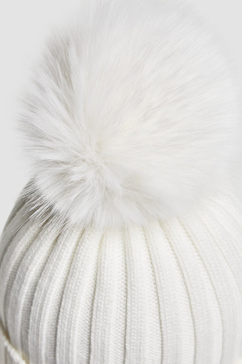 Moncler - Bonnet en laine avec pompon Blanc