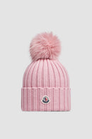 Moncler - Bonnet en laine avec pompon Rose Clair