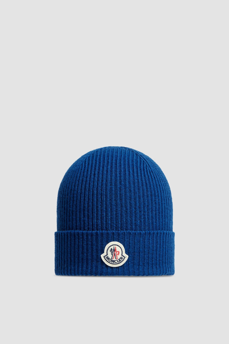 Moncler - Bonnet en laine fine Bleu Électrique