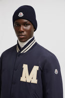Moncler - Bonnet en laine fine Bleu marine