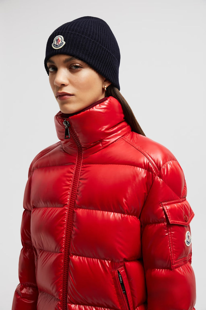 Moncler - Bonnet en laine fine Bleu marine