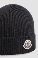 Moncler - Bonnet en laine fine Gris Foncé