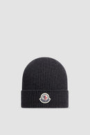 Moncler - Bonnet en laine fine Gris Foncé