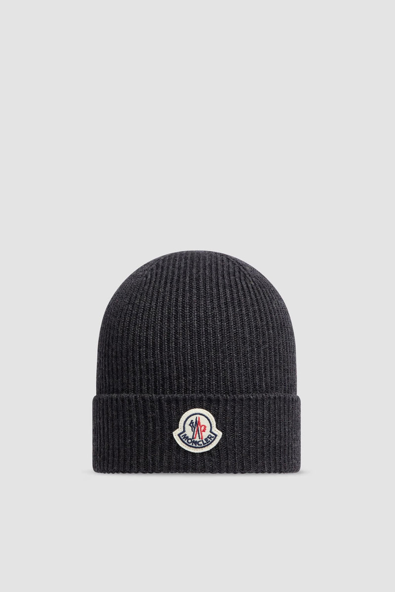 Moncler - Bonnet en laine fine Gris Foncé