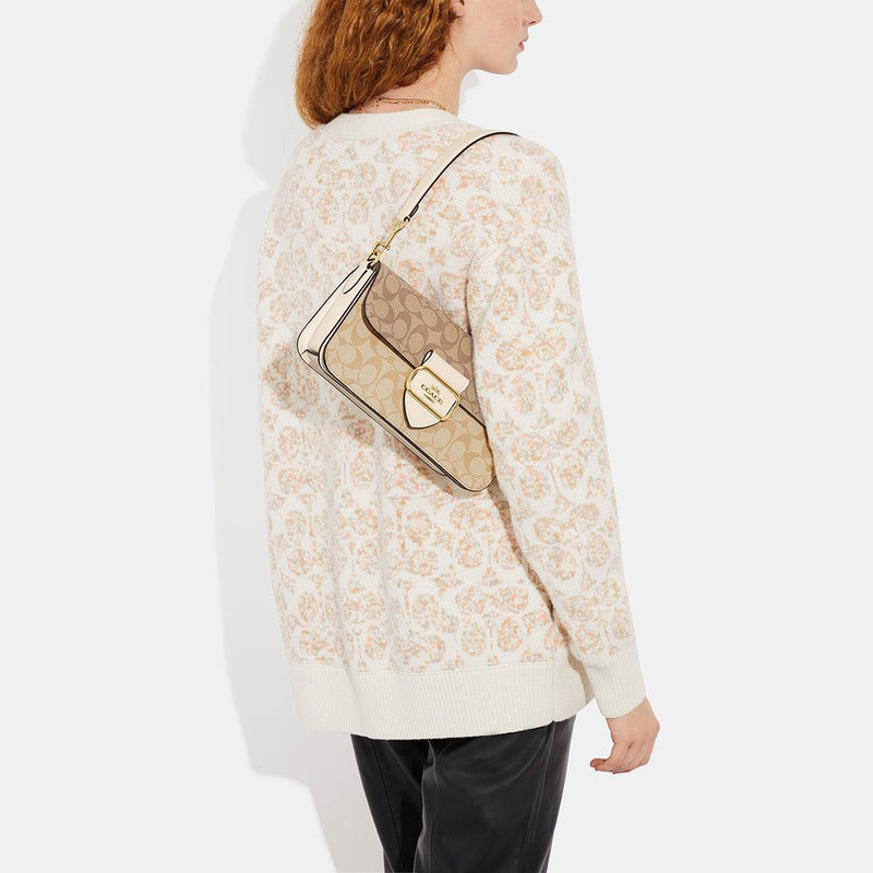 Morgan Shoulder Bag In Blocked Signature Canvas