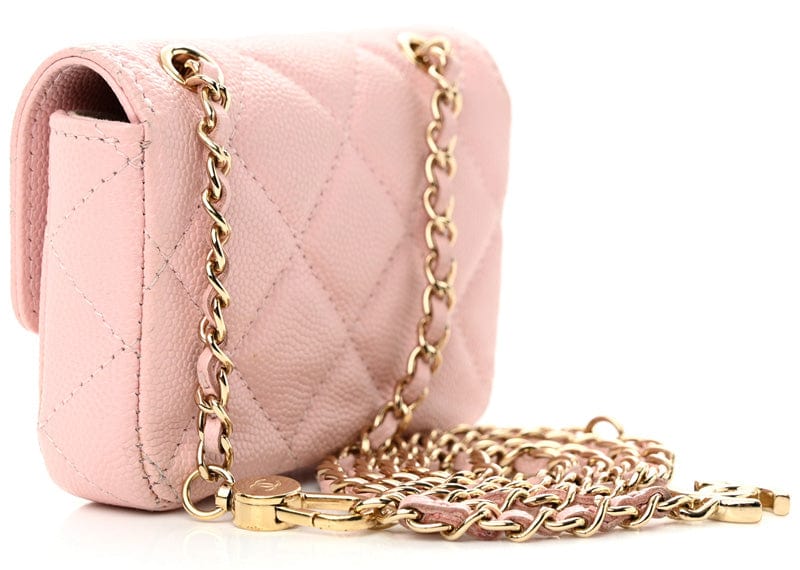 Chanel Pink Quilted Caviar Belt Bag