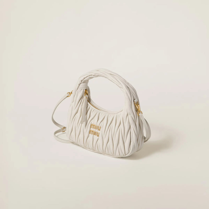 Miumiu - Wander matelassé nappa leather hobo bag White