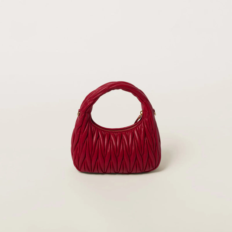 Miumiu - Wander matelassé nappa leather hobo bag red