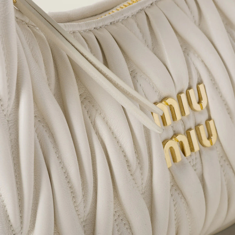 Miumiu - Wander matelassé nappa leather hobo bag White