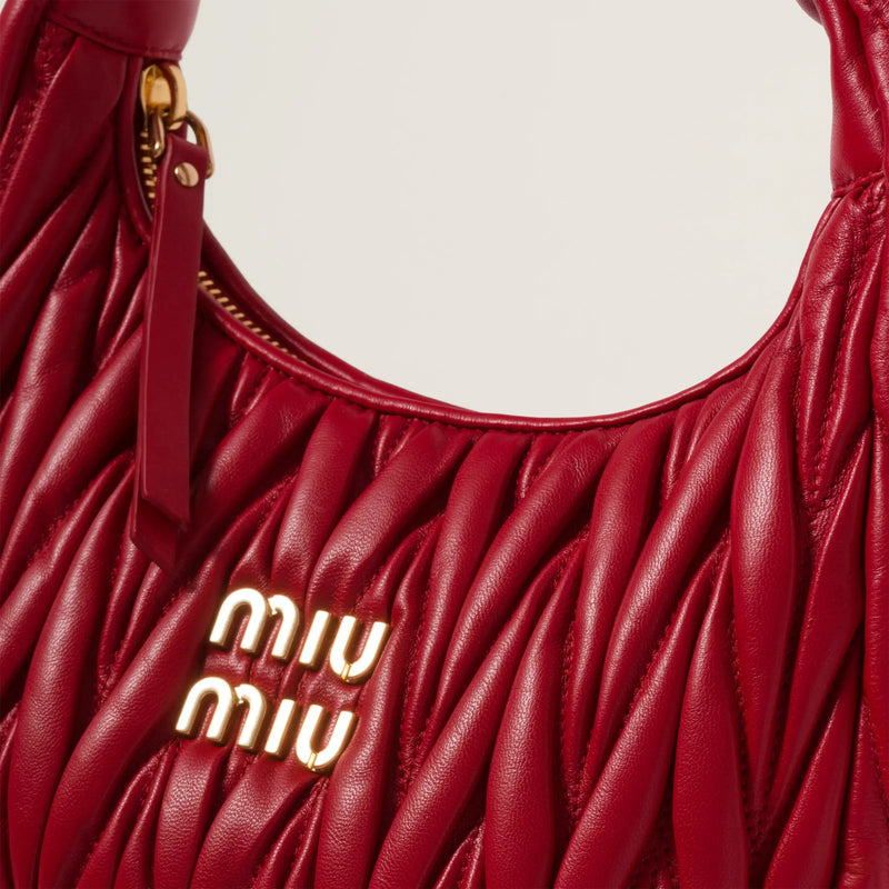 Miumiu - Wander matelassé nappa leather hobo bag red