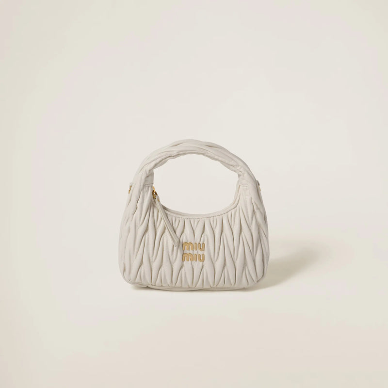 Miumiu - Wander matelassé nappa leather hobo bag White
