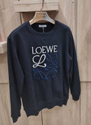 Loewe - Pull en coton monogramme en relief Noir et Bleu Marine