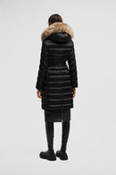Moncler - Doudoune longue a capuche en sherling Leersie Noir et Beige