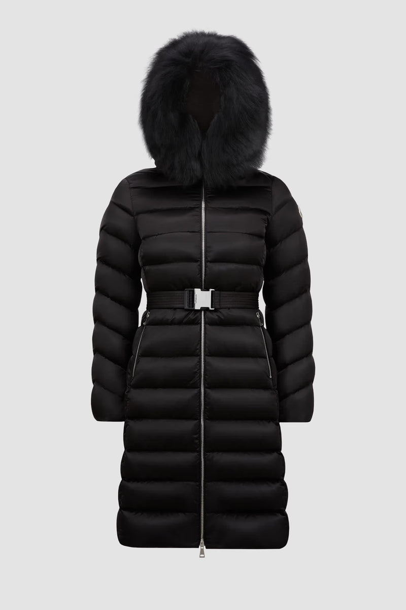 Moncler - Doudoune longue a capuche en sherling Leersie Noir