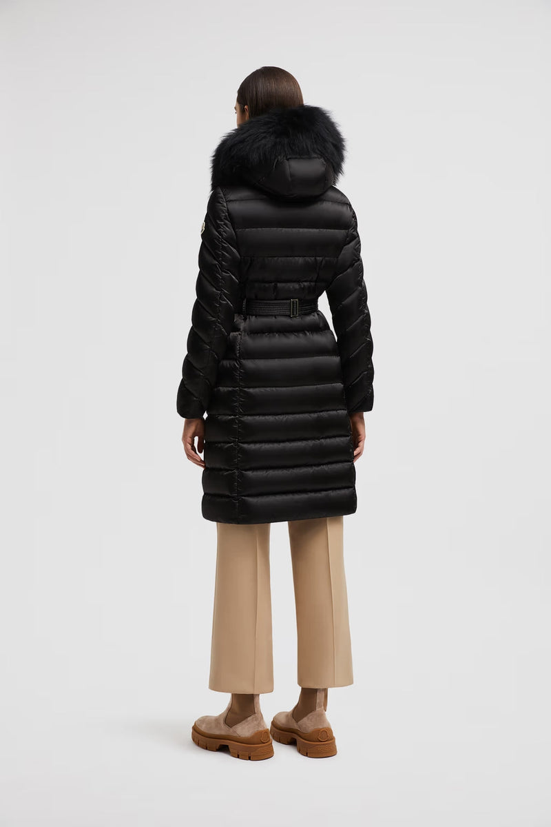 Moncler - Doudoune longue a capuche en sherling Leersie Noir