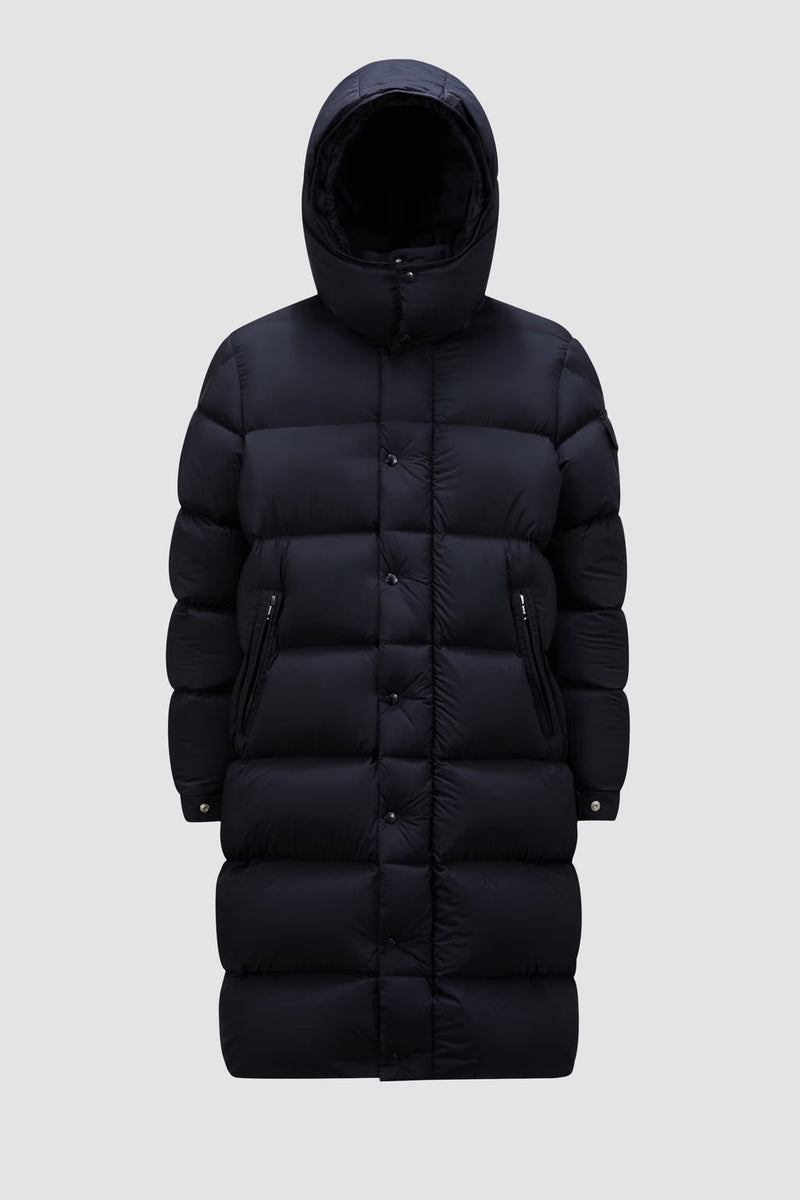 Moncler - Doudoune longue a capuche Moncler Hanoverian bleu nuit