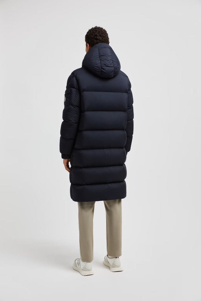 Moncler - Doudoune longue a capuche Moncler Hanoverian bleu nuit