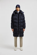Moncler - Doudoune longue a capuche Moncler Hanoverian bleu nuit