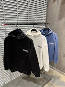 Balenciaga - Sweat à capuche en coton logo Balenciaga Noir / Blanc / Bleu