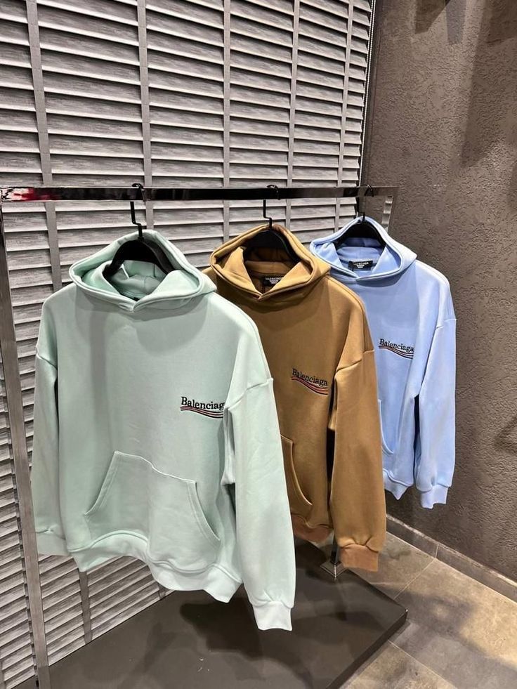 Balenciaga - Sweat à capuche en coton logo Balenciaga Vert Pastel / Marron Clair / Bleu Pastel