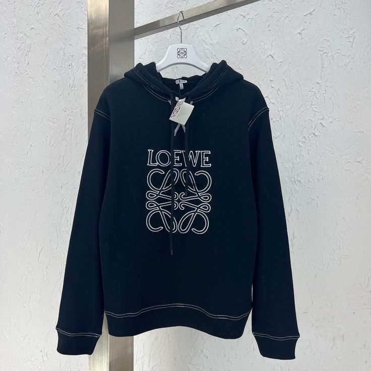 Loewe - Sweat à capuche monogramme en relief Noir