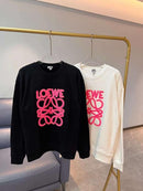 Loewe - Pull en coton monogramme en relief Noir Rose / Blanc Rose