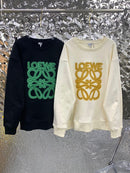 Loewe - Pull en coton monogramme en relief Noir Vert / Blanc Cassé Jaune Moutarde