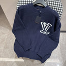Louis Vuitton - Pull en laine monogramme LV Blanc Bleu Marine
