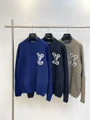 Louis Vuitton - Pull en laine monogramme LV Bleu Électrique / Bleu Marine / Taupe