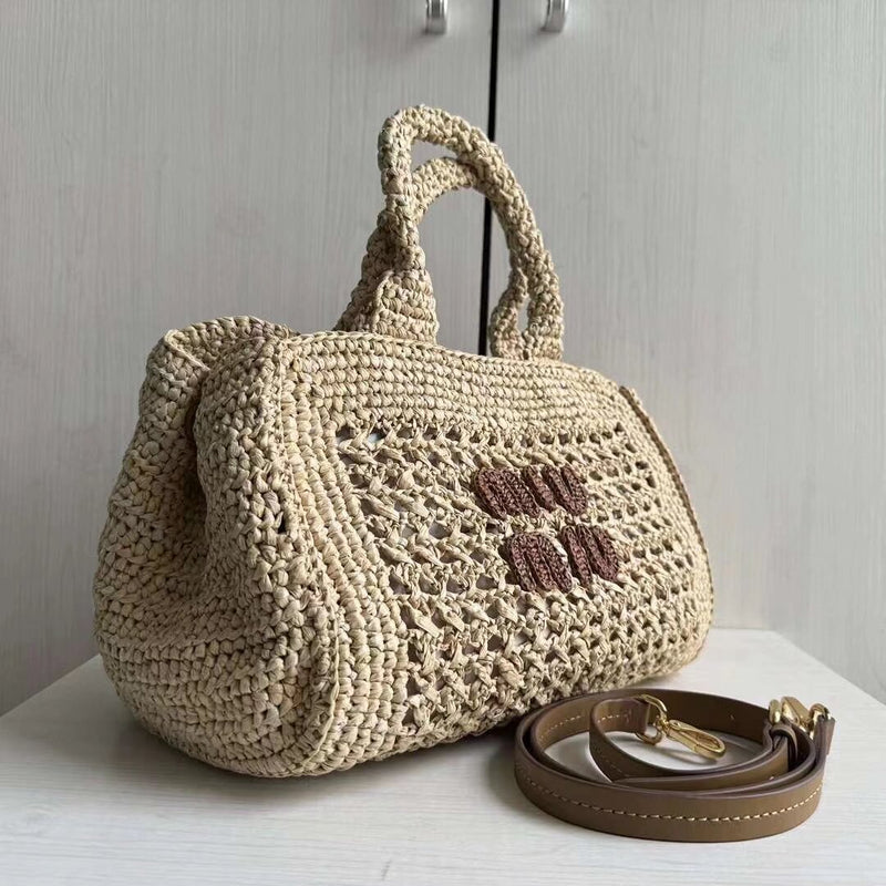 Miumiu - Raffia-effect woven handbag