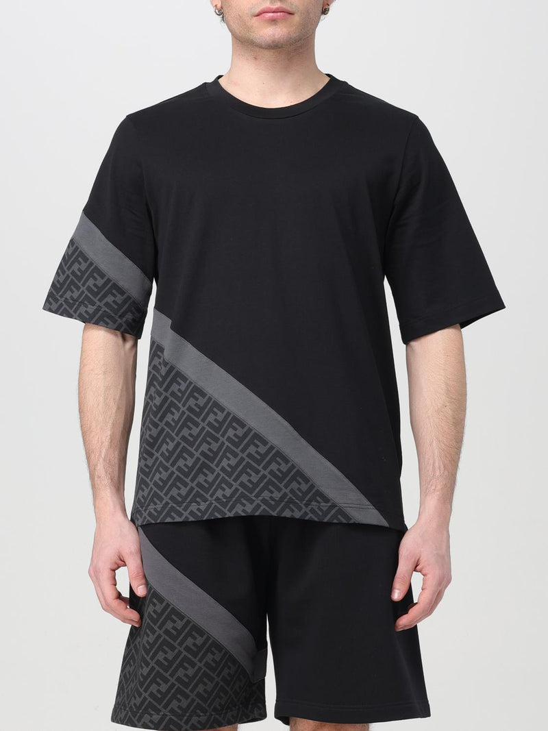 Fendi - T-shirt avec bande Grise